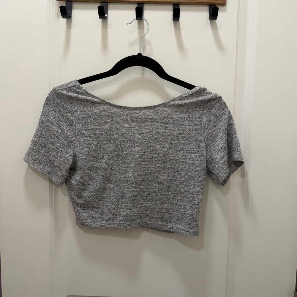 Aritzia Heather Gray Cropped Knit Top